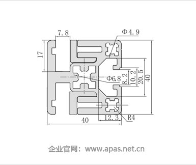 GD4040-2A鋁合金隔斷型材二維圖