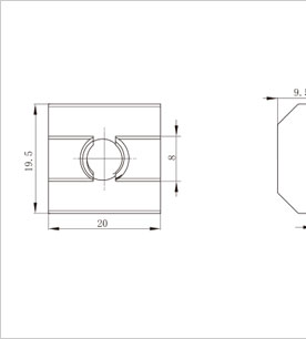 鋁型材專用方形螺母二維圖