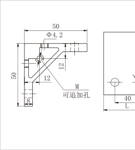 雙槽鋁型材角件二維圖