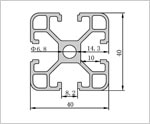 4040輕型鋁型材二維圖