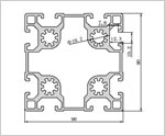 9090雙槽鋁型材二維圖