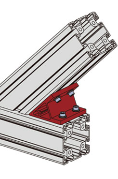 45度鋁型材雙槽角件安裝示意圖