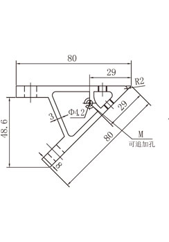 45度鋁型材角碼側(cè)視圖